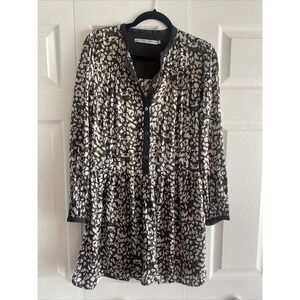 Pepe Jeans London Abstract Animal Print Dress Womens Size M Black Green Mini